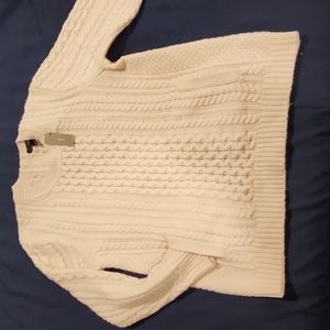 J. Crew Wool Sweater Cable Knit Ivory 08873